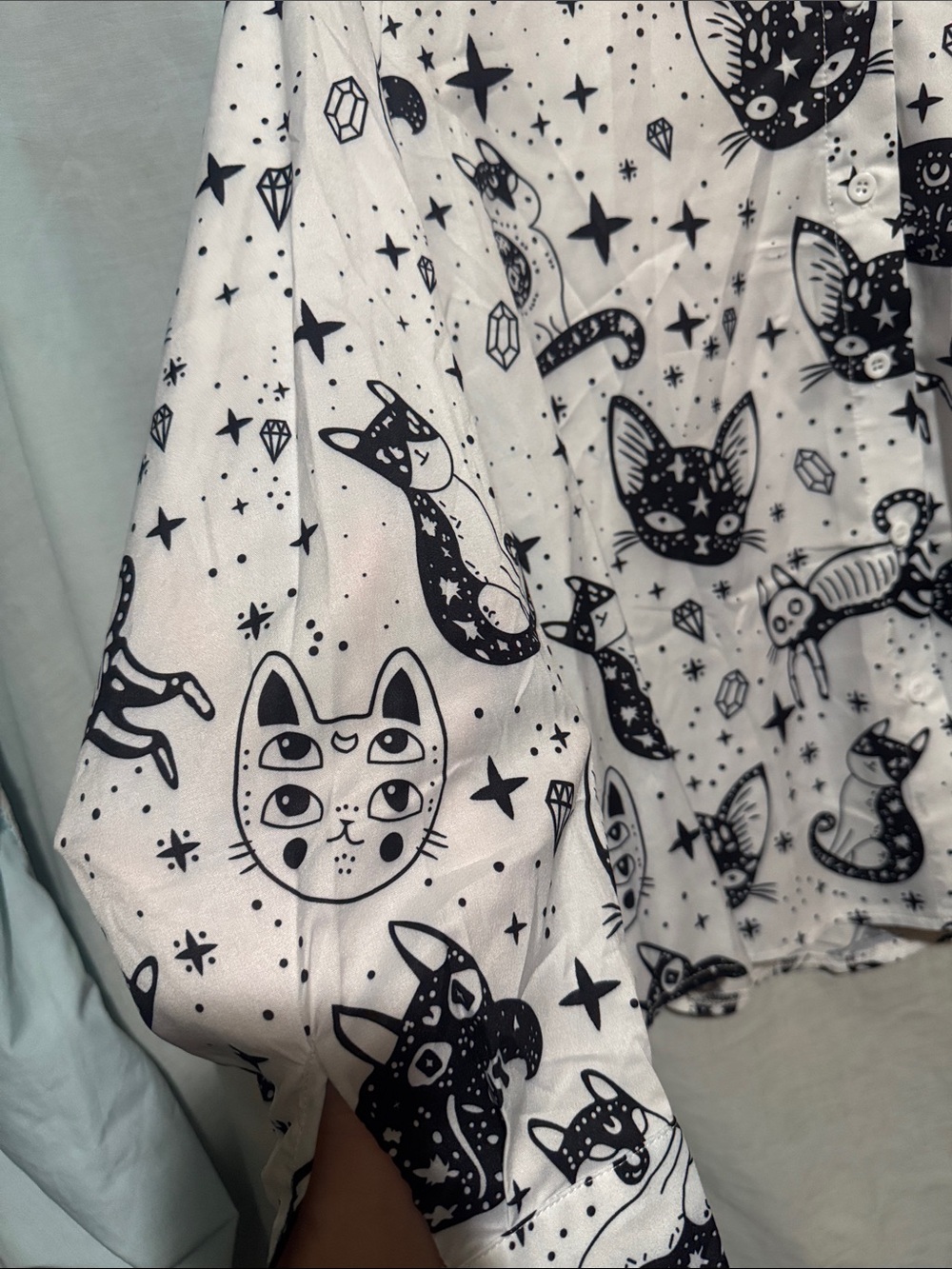 Cat Patterned Button Up - Picture 2 of 9